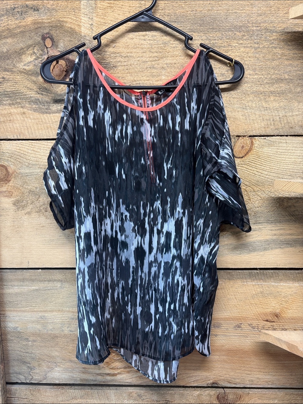 Express Sheer Cold Shoulder Top